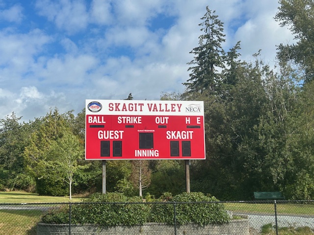 Newly installed scoreboard at SVC Softball Fields