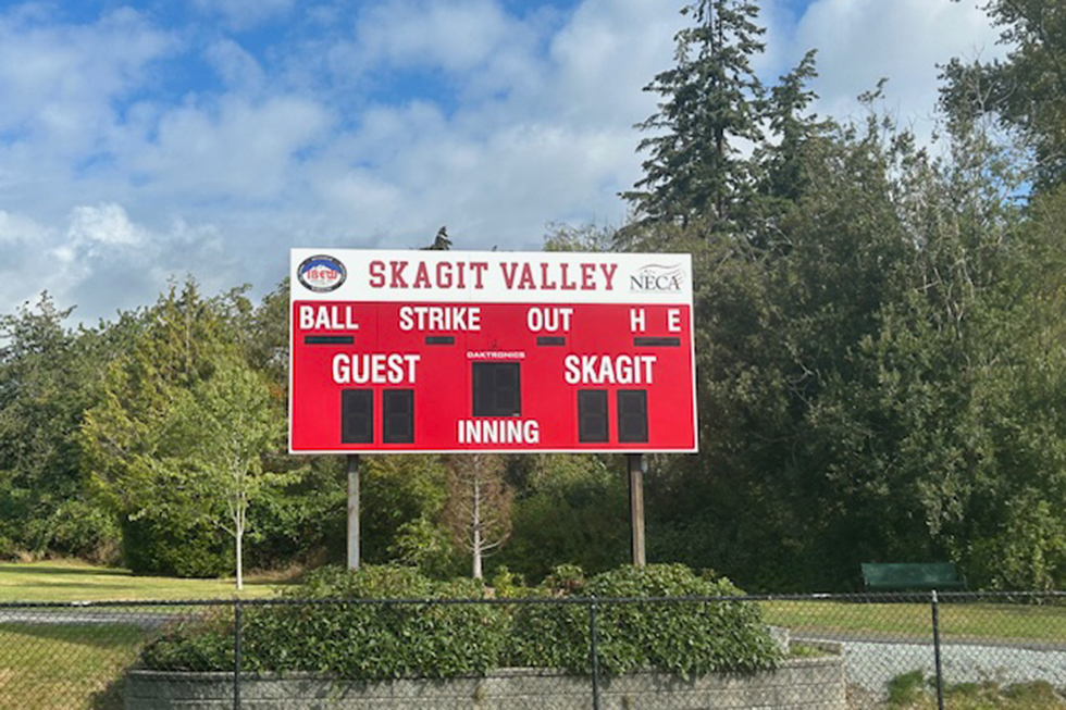 Newly installed scoreboard at SVC Softball Fields