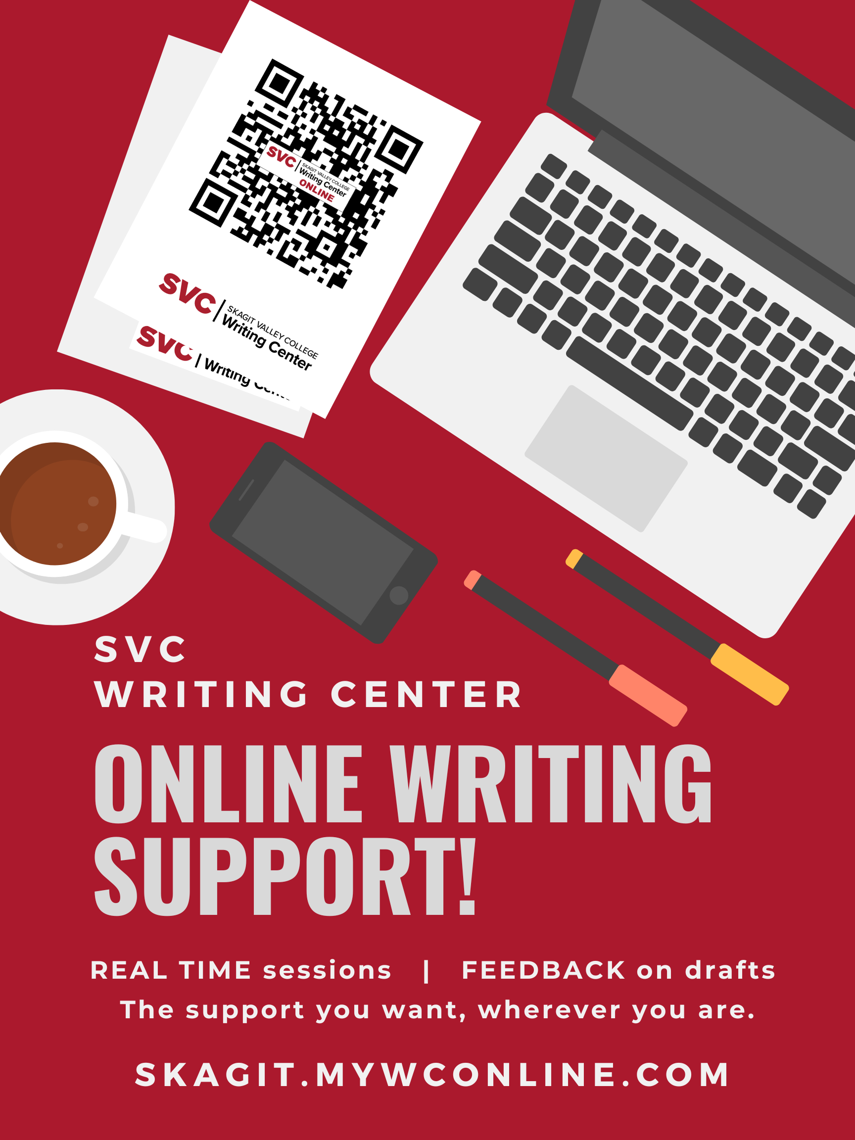 Promotional image for SVC Writing Center ONLINE